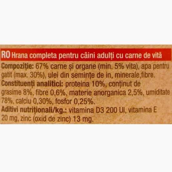 Hrană umedă pentru câini adulți, cu vită, 400g