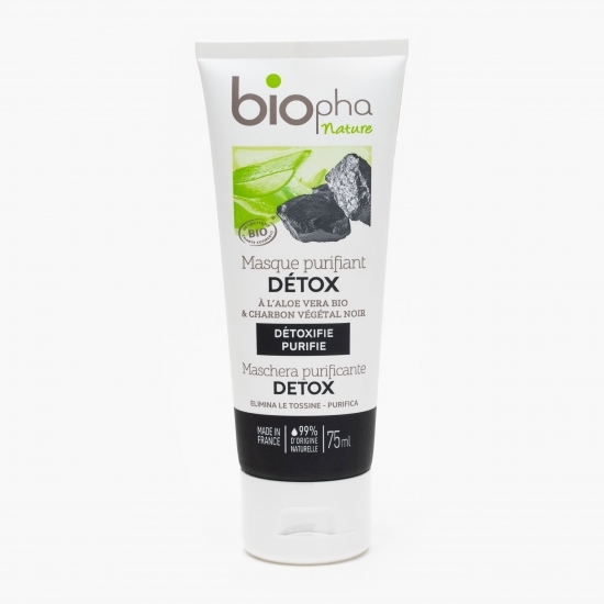 Mască de față detox bio cu cărbune 75ml