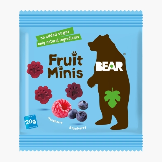 Jeleuri în formă de lăbuțe de urs, cu zmeură și afine, fără zahăr 20g
