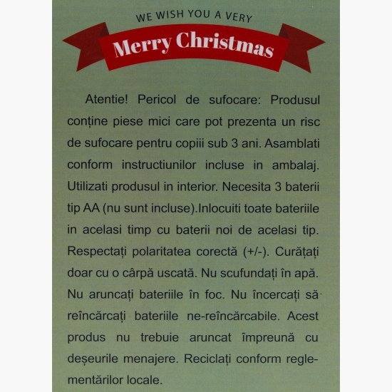 Decorațiune de Crăciun Brăduț dansator și cântăreț, 16cm