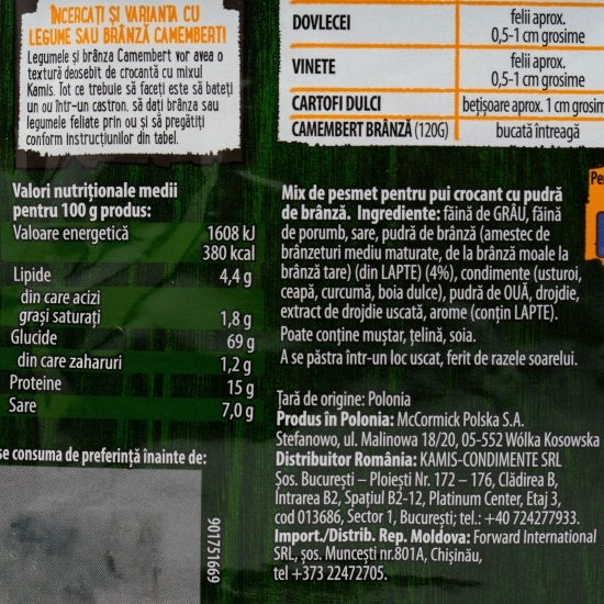 Mix pentru pui crispy, cu brânză, 70g