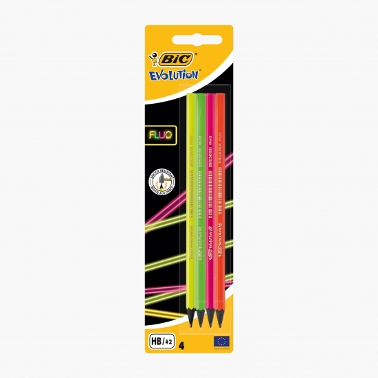 Set 4 creioane grafit Evolution Fluo