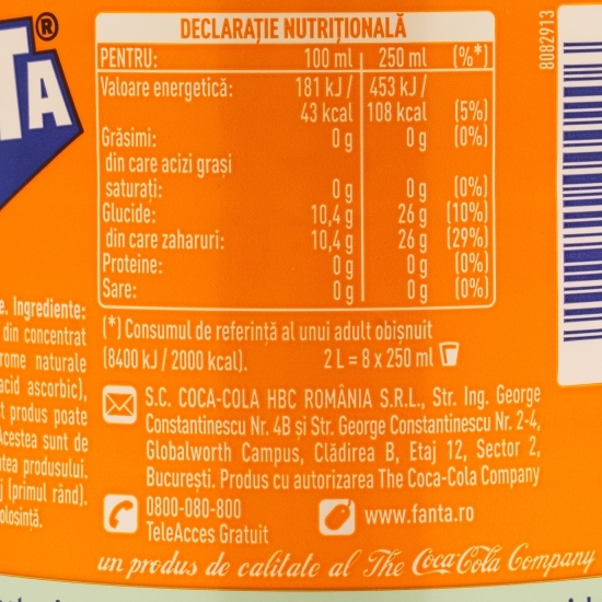 Băutură carbogazoasă portocale 2l