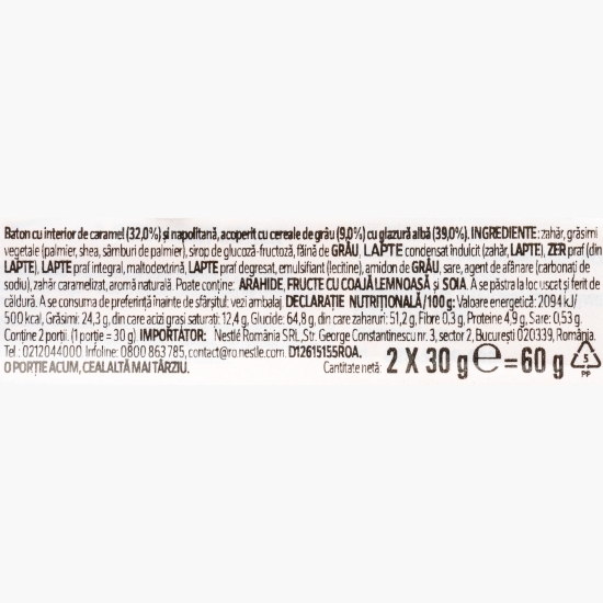 Baton de ciocolată albă White Duo 60g (2x30g)