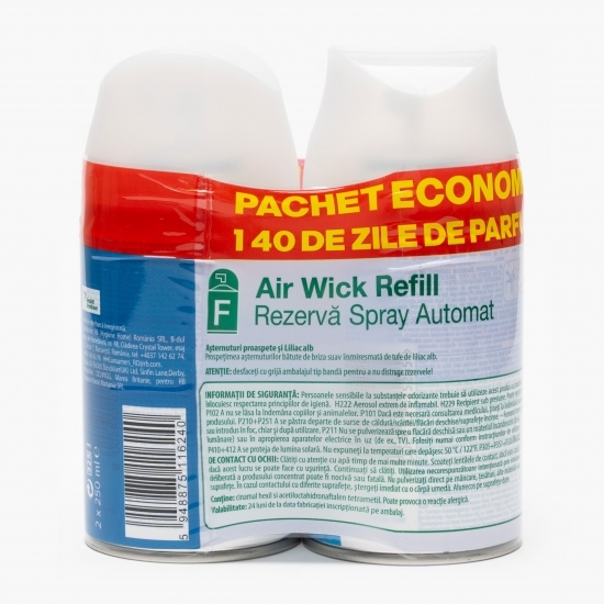 Rezervă spray automat „așternuturi proaspete” și liliac alb 2x250ml