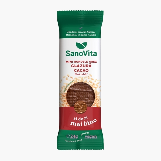 Mini-rondele din orez cu glazură de cacao fără zahăr 24g