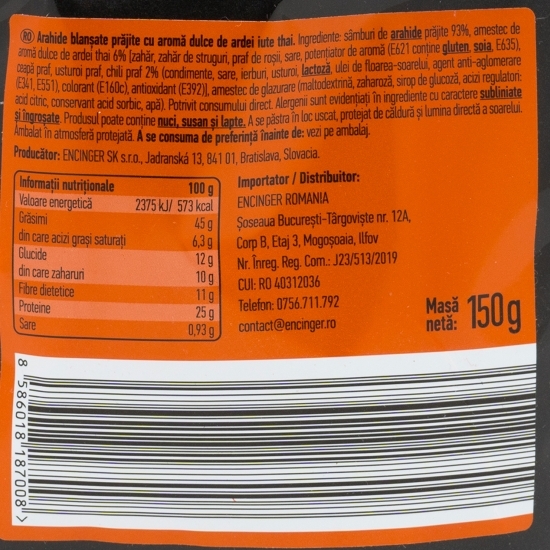  Arahide cu aromă dulce de ardei iute thai 150g