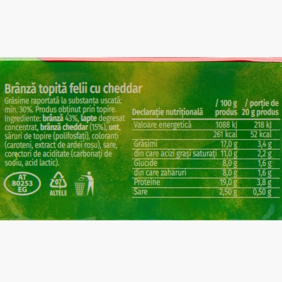 Brânză topită felii cu cheddar 140g