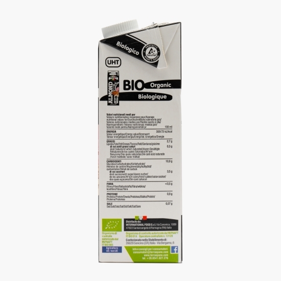Băutură vegetală eco din 8% migdale siciliene și sirop de agave (fără zahăr) 1l