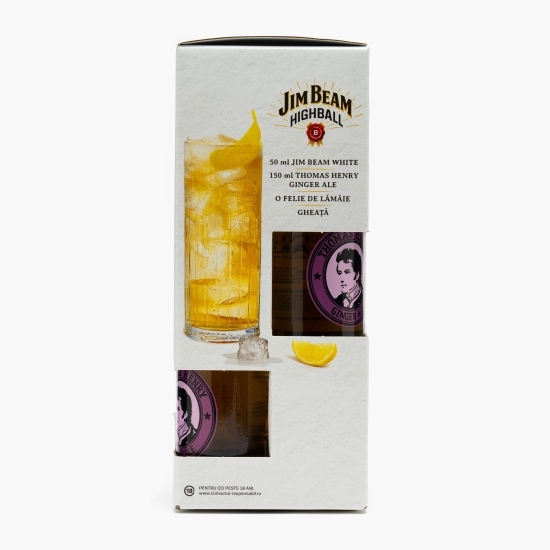 Pachet: Bourbon Whiskey White, 40%, USA, 0.7l + 2 x Ginger Ale 0.2l + cutie