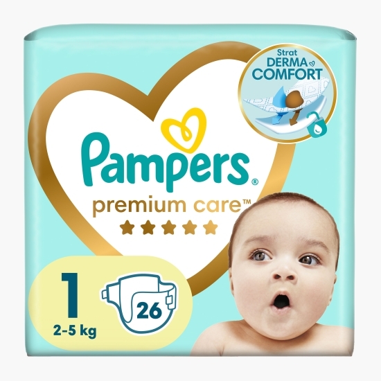 Scutece Premium Care nou-născut, mărimea 1, 2-5kg, 26 buc