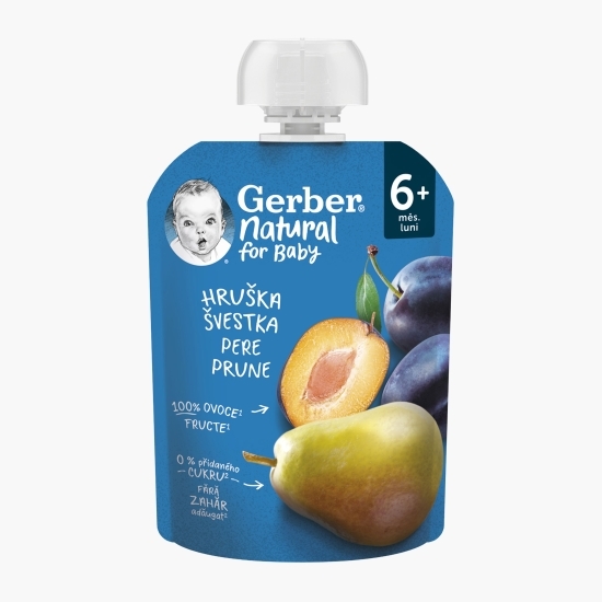 Piure natural de prune și pere, +6 luni, 90g