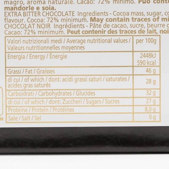 Ciocolată neagră extra cu 72% cacao 75g