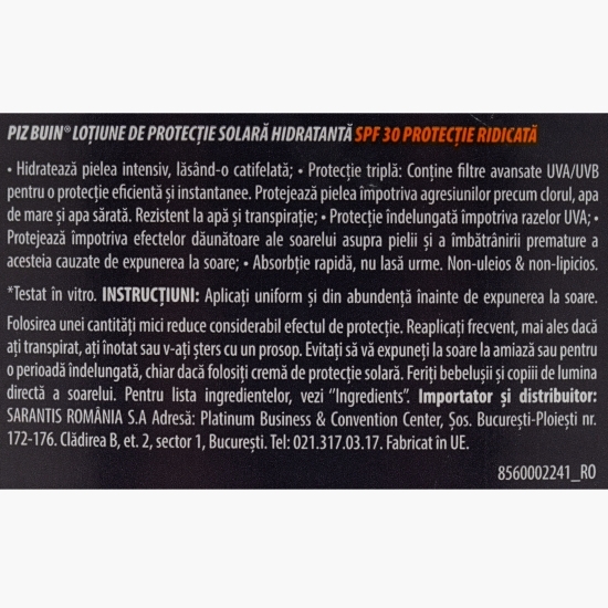 Loțiune de protecție solară hidratantă SPF 30, 400ml