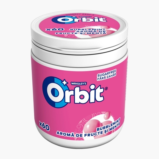 Gumă de mestecat Bubblemint fără zahăr, cu îndulcitori, cu arome de fructe și mentă 60 buc, 84g