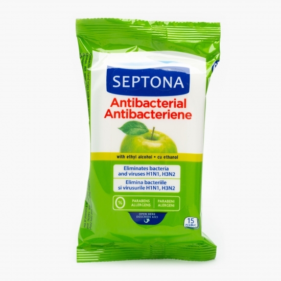 Șervețele umede antibacteriene măr verde 15 buc