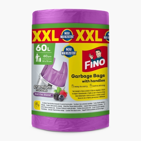 Saci menajeri parfumați și colorați cu mânere, 60l, 60 buc