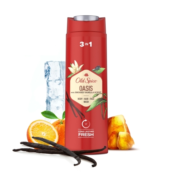 Gel de duș și șampon 3în1 Oasis pentru corp, păr și față, 400ml