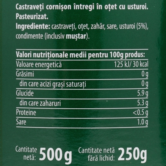 Castraveți cornișon în oțet cu usturoi 500g