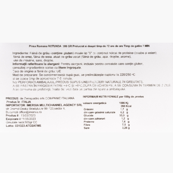 Pinsa Romană rotundă 500g (2 buc)