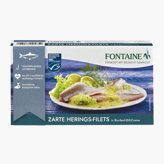 File de hering în cremă eco de muștar și mărar 200g