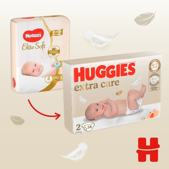 Scutece Extra Care, mărimea 2, Jumbo, 3-6 kg, 58 buc