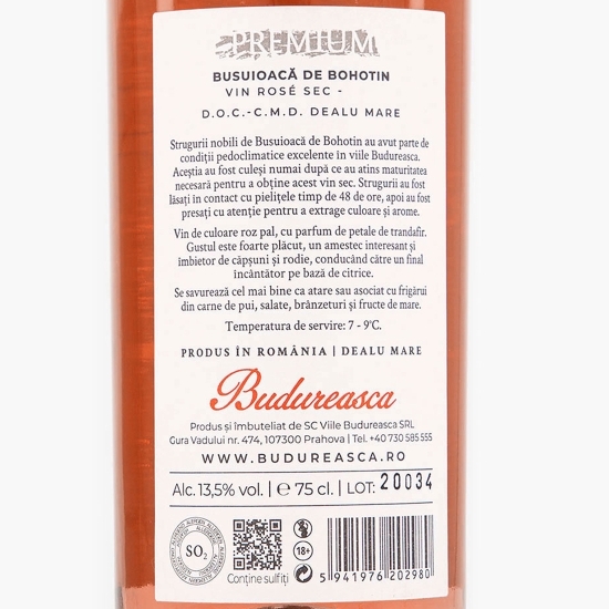 Vin rose sec Busuioacă de Bohotin,  13.5%, 0.75l
