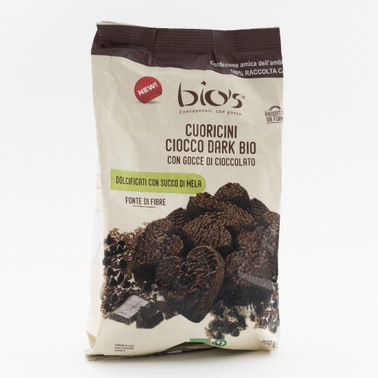 Biscuiți eco inimioare fără zahăr cu ciocolată neagră 200g