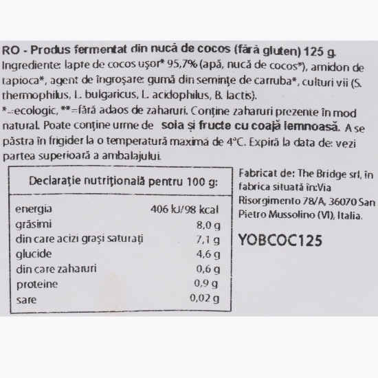 Preparat ecologic fermentat din cocos, fără zahăr adăugat 125g