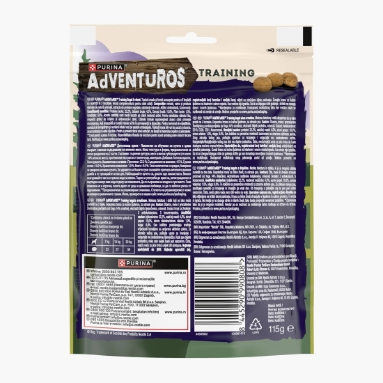 Recompense câini Adventuros Training, 115g, cu aromă de vânat
