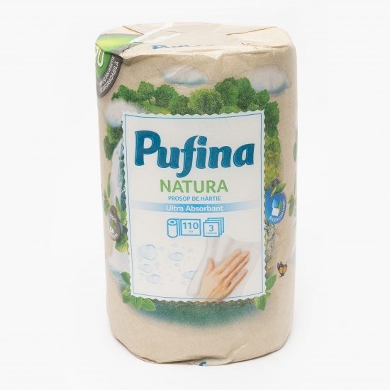 Prosop de hârtie Natura ultra absorbant 3 straturi, 1 rolă/set, 110 foi, 33m