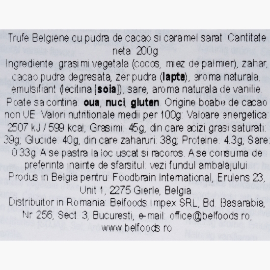 Trufe belgiene cu pudră de cacao și caramel sărat 200g