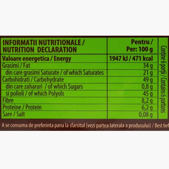 Ciocolată neagră cu mentă, fără zahăr adăugat 75g