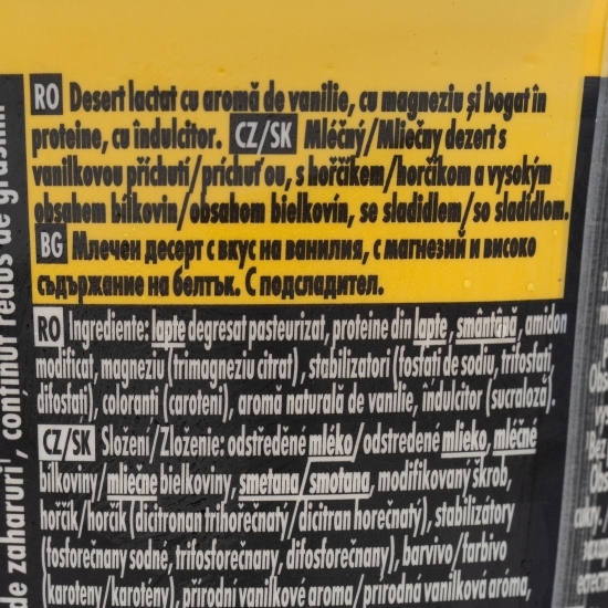 Budincă proteică cu gust de vanilie, fără zahăr adăugat 180g