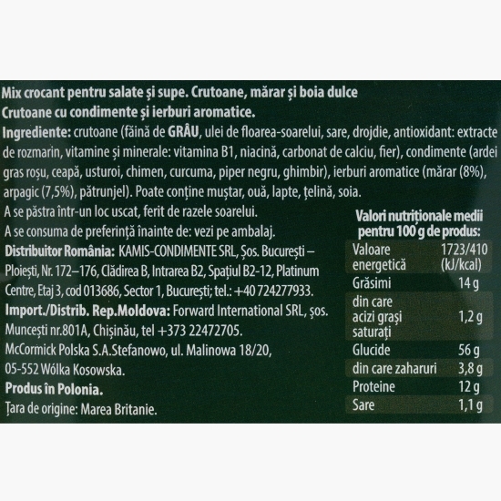 Mix crocant pentru salate și supe cu mărar, boia dulce și crutoane, 15g