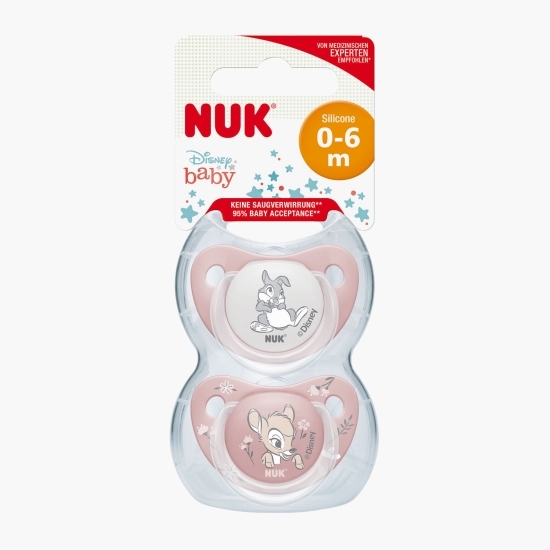 Suzete din silicon Disney Bambi, 0-6 luni, 2 buc