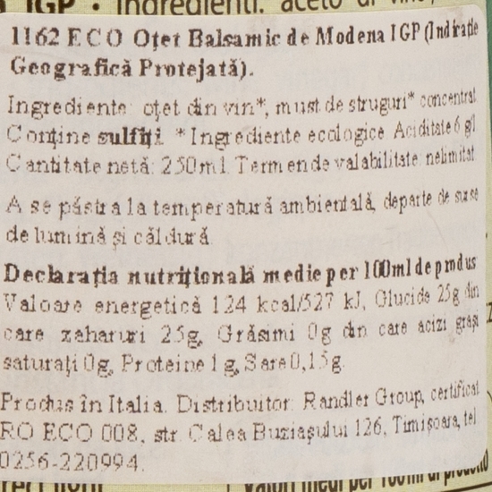 Oțet balsamic de Modena IGP ecologic 0.25l