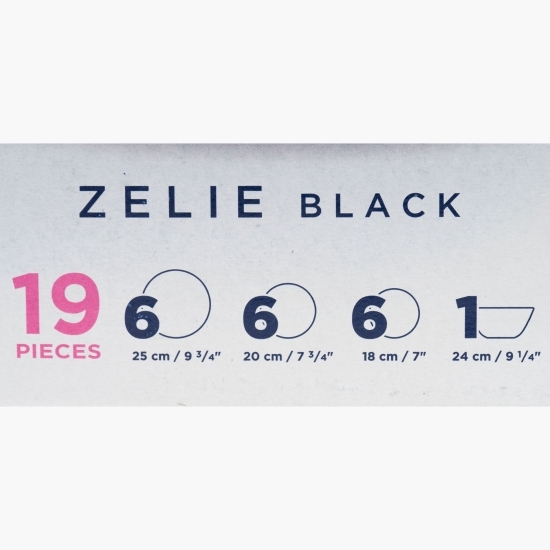 Serviciu de masă Zelie, 19 piese, negru