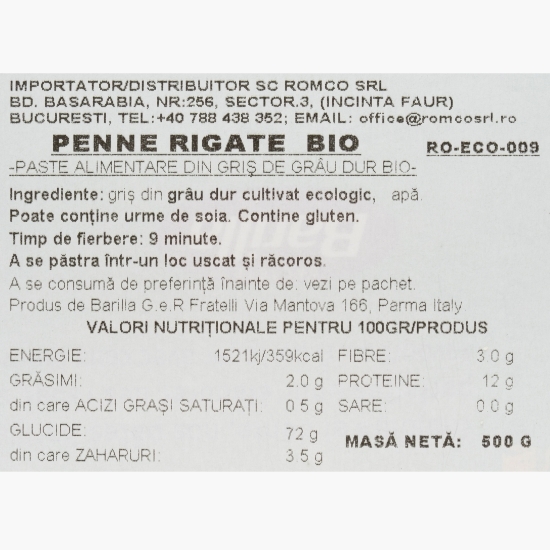 Paste penne rigate eco 500g