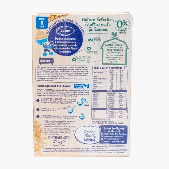 Nature Selection Multicereale și quinoa fără zahăr, +6 luni, 270g