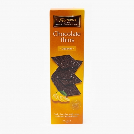 Foiță ciocolată neagră crocantă cu lămâie 75g