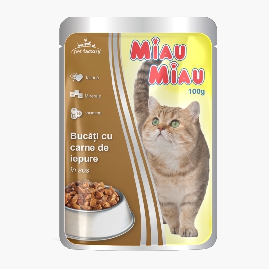Hrană umedă pentru pisici, 100g, iepure în sos