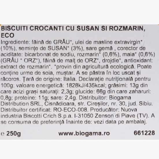 Biscuiți crocanți cu susan și rozmarin eco, 250g