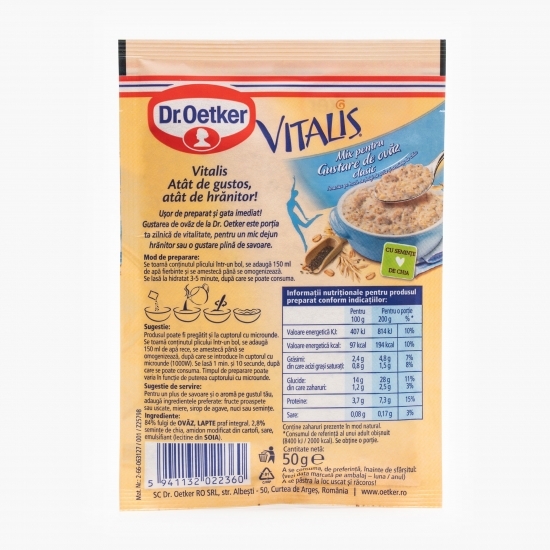 Mix pentru gustare de ovăz Vitalis clasic 50g