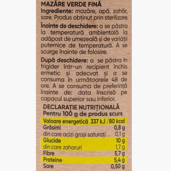Mazăre verde fină 400g