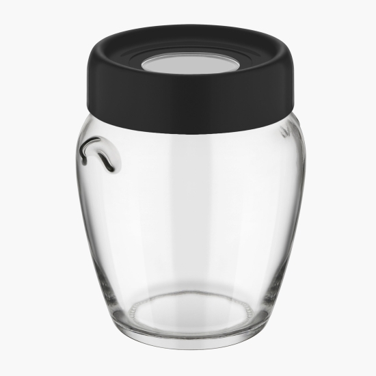 Borcan depozitare din sticlă cu capac negru 580ml