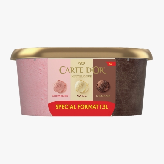 Înghețată de căpșuni, vanilie, ciocolată 1.3l