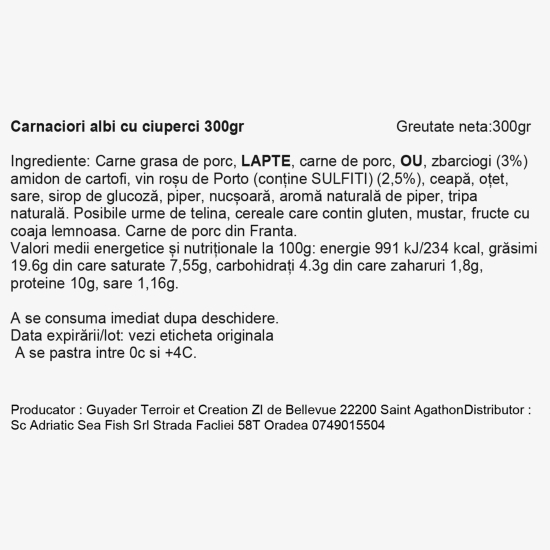 Cârnăciori albi cu ciuperci 300g