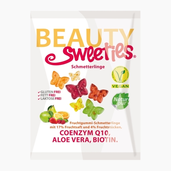 Jeleuri gumate cu aromă și bucăți de fructe, coenzima Q10, aloe vera și biotină 125g