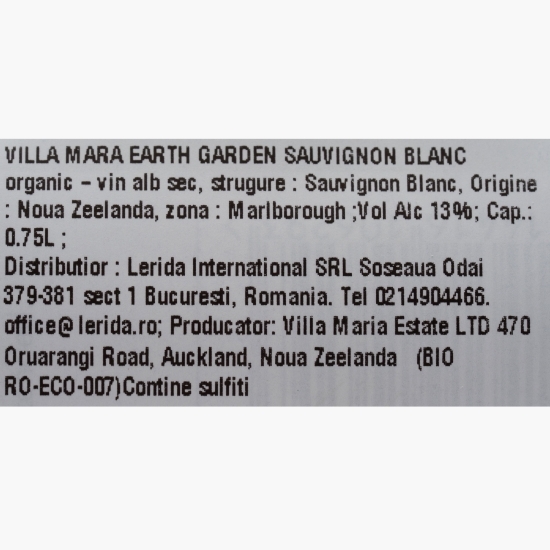 Vin alb sec Earth Garden Sauvignon Blanc, 13%, 0.75l